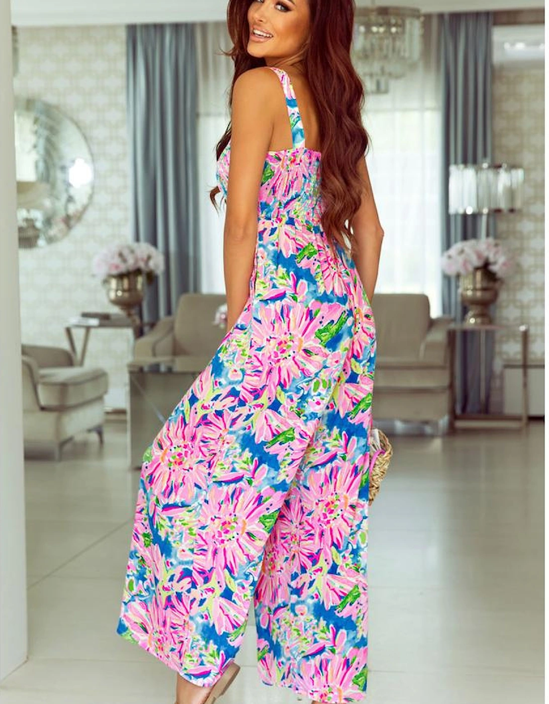Azura Exchange Smocked Wide Leg Jumpsuit