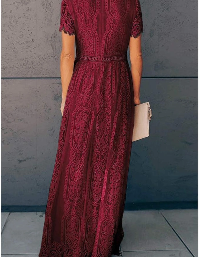 Red Blue Fill Your Heart Lace Maxi Dress
