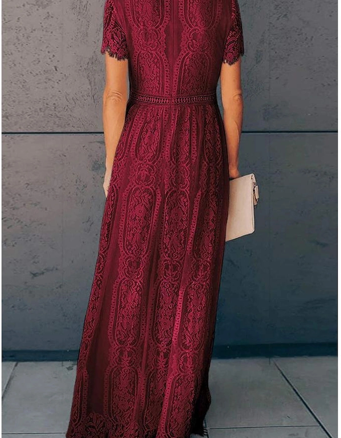 Red Blue Fill Your Heart Lace Maxi Dress