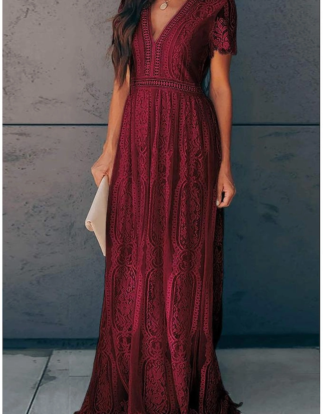 Red Blue Fill Your Heart Lace Maxi Dress