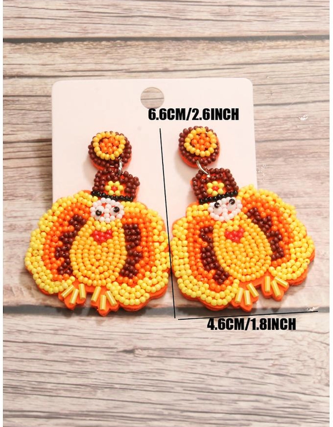 Yellow Halloween Turkey Beaded Drop Earrings