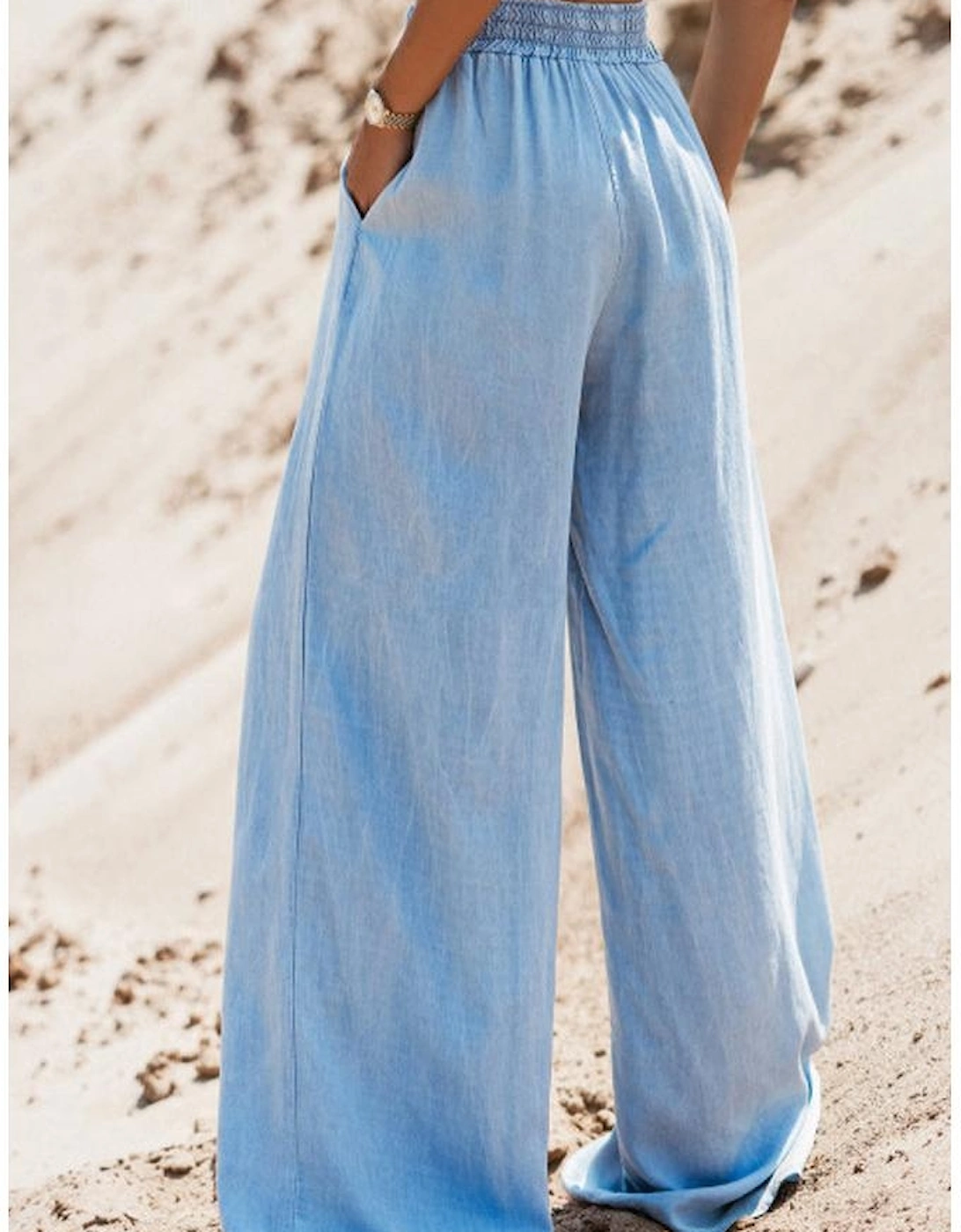 Myosotis Drawstring High Waist Wide Leg Denim Pants, 8 of 7
