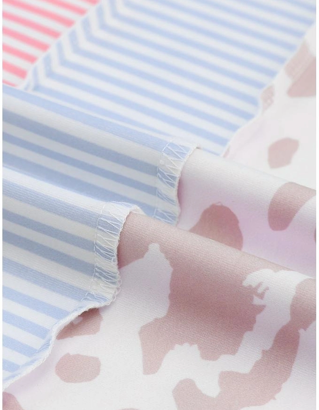 Leopard Animal Print Contrast Stripes Patchwork Puff Sleeve Knit Top