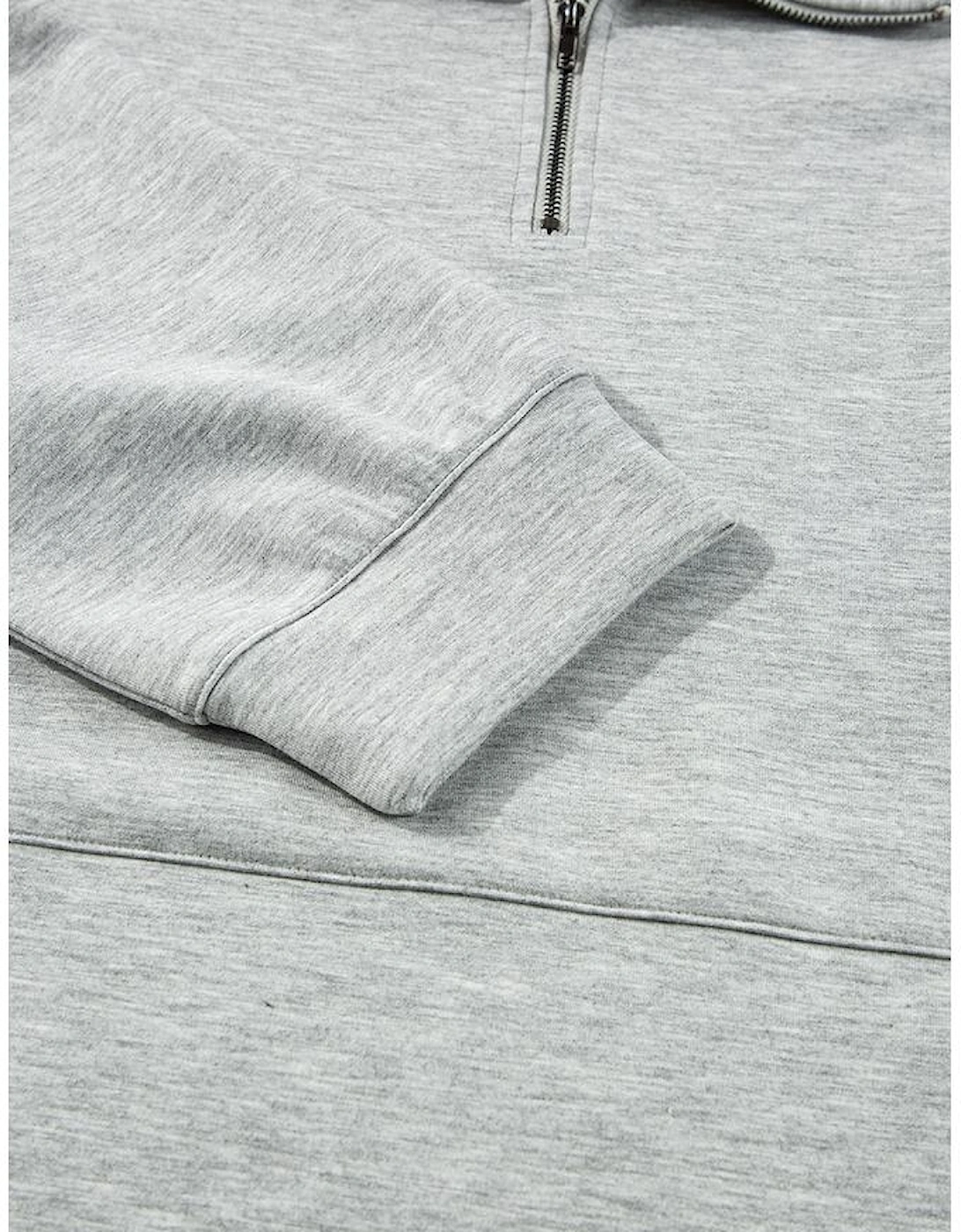 Light Grey Stand Neck Zipped Sweatshirt and Shorts Set
