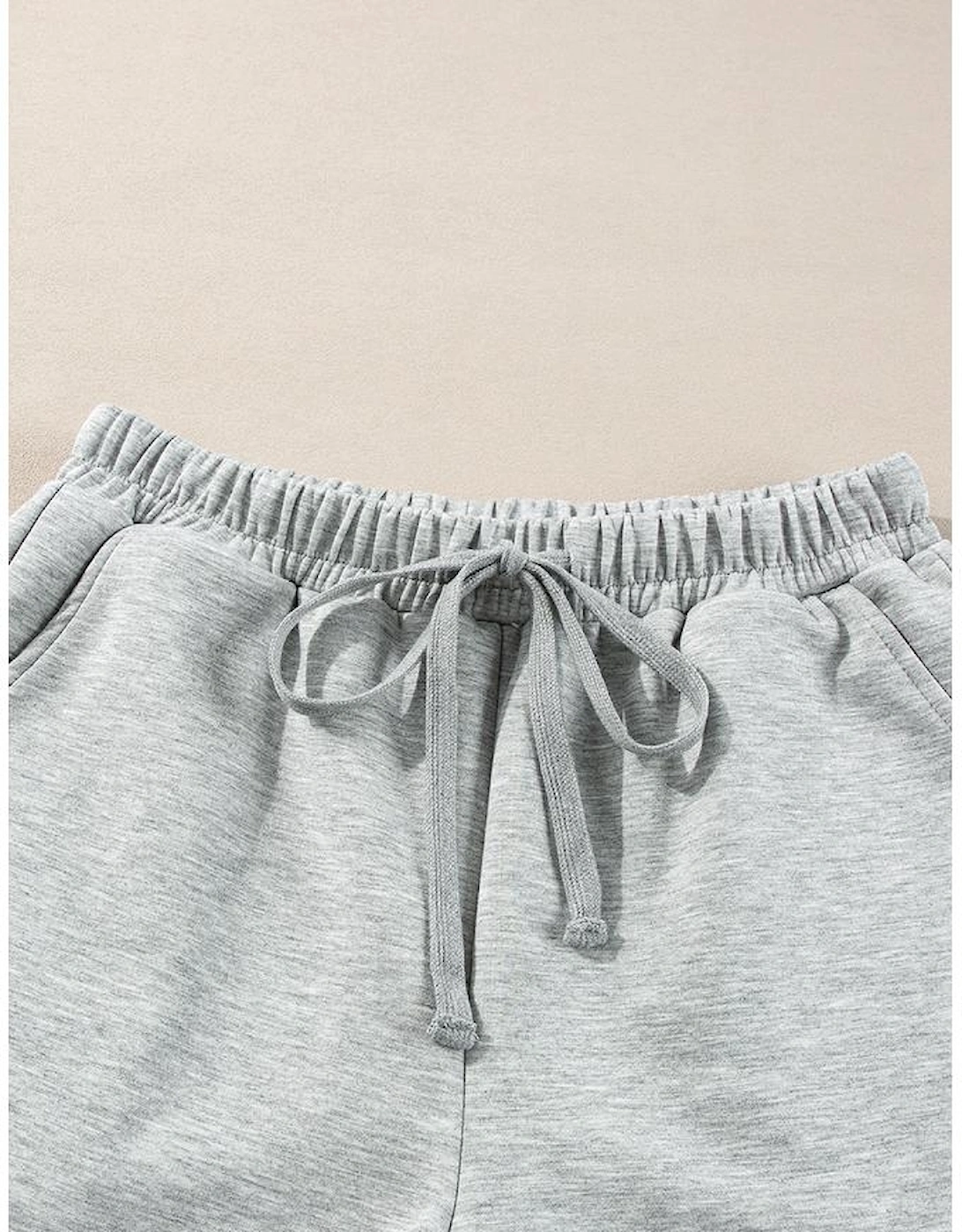 Light Grey Stand Neck Zipped Sweatshirt and Shorts Set