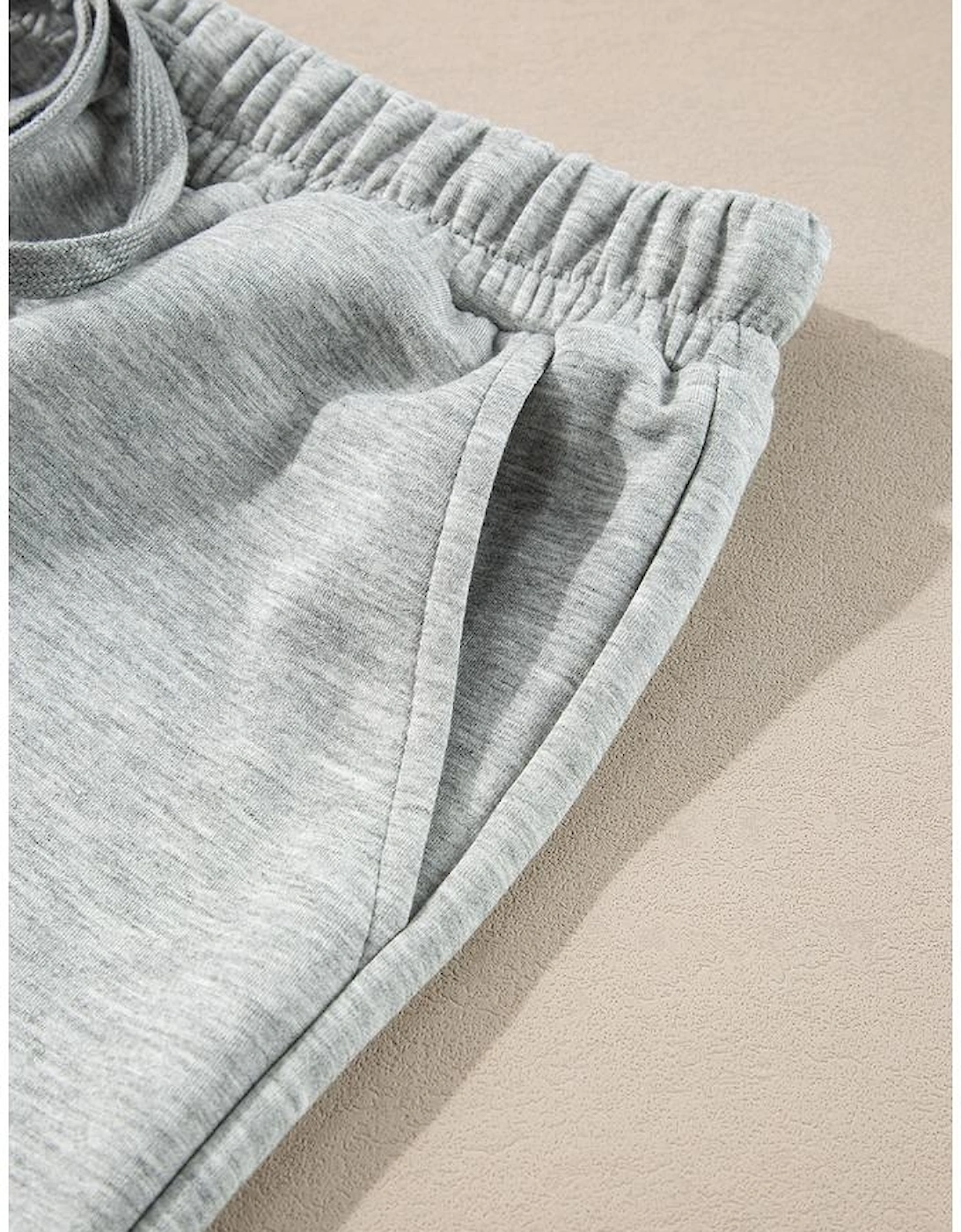 Light Grey Stand Neck Zipped Sweatshirt and Shorts Set