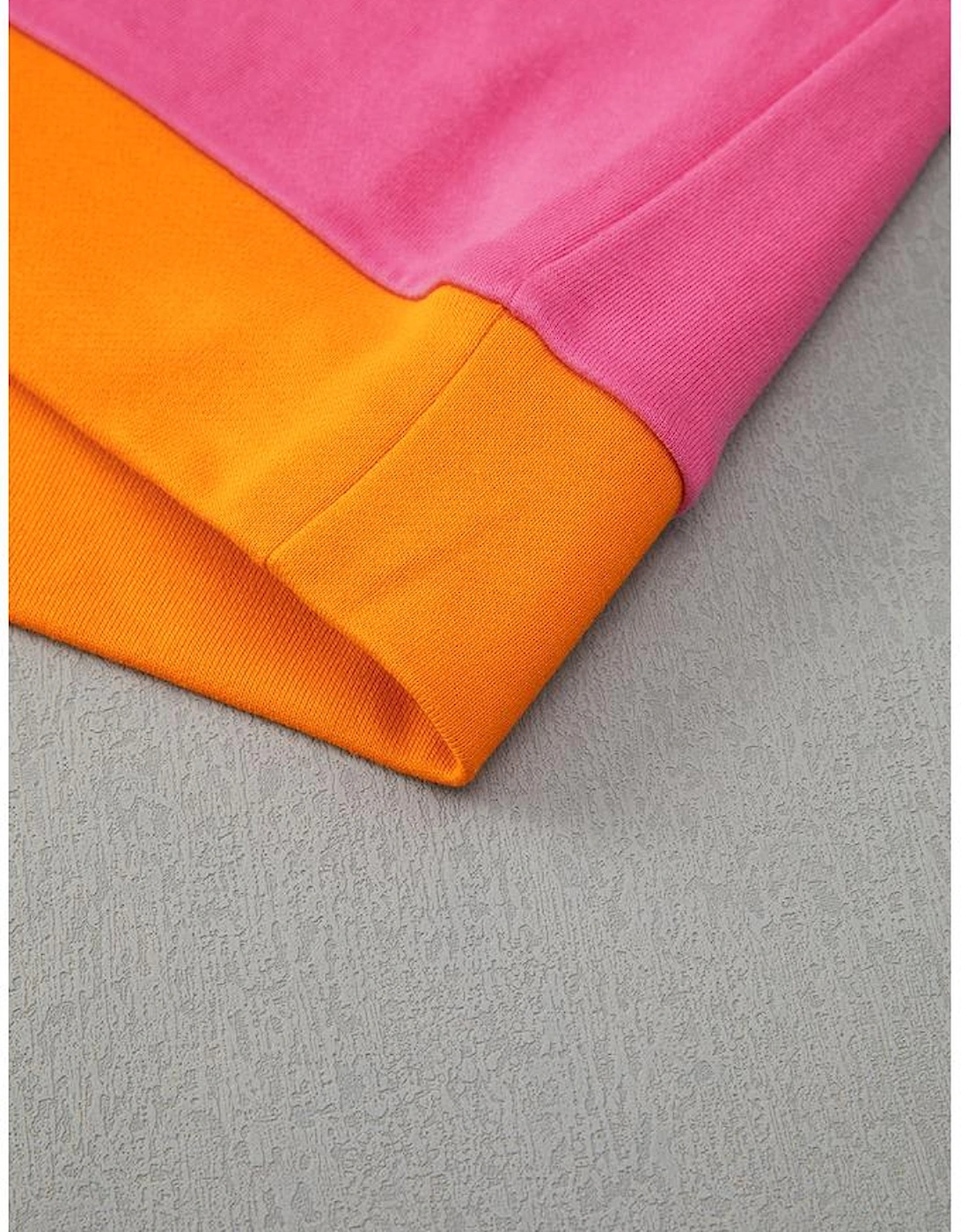 Rose Red 2pcs Color Block Pullover Loose Pant Set