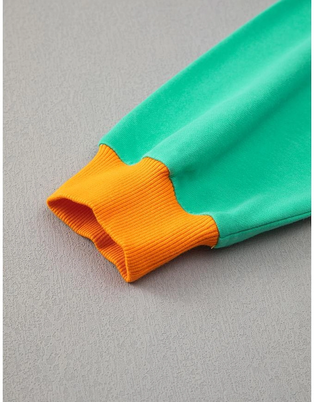 Rose Red 2pcs Color Block Pullover Loose Pant Set