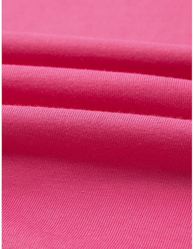 Rose Red 2pcs Color Block Pullover Loose Pant Set