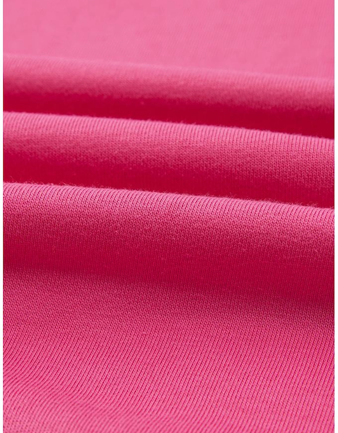 Rose Red 2pcs Color Block Pullover Loose Pant Set