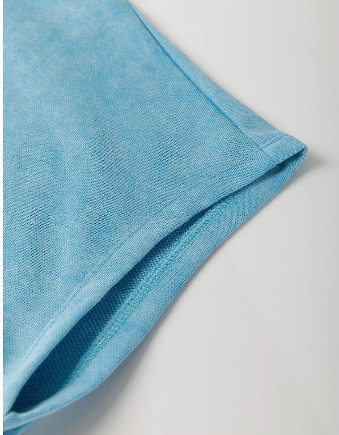 Mist Blue Mineral Wash Drawstring Waist Hollow Out Back Short Sleeve Romper