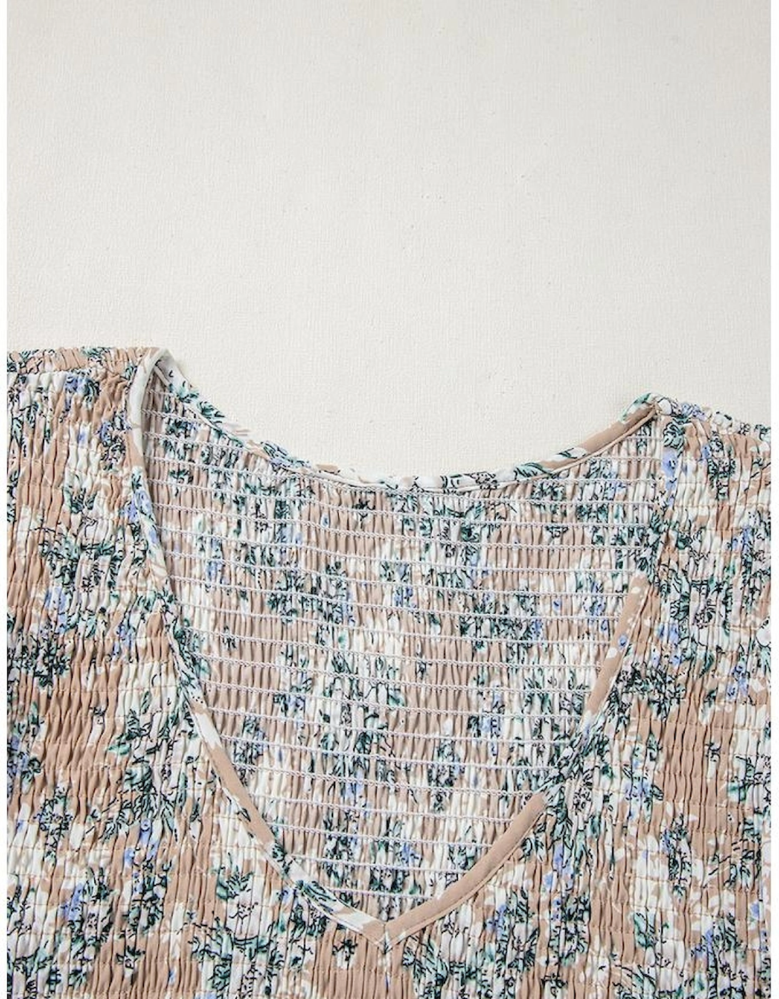 Khaki Maple Grove Floral Smocked Puff Sleeve Long Dress