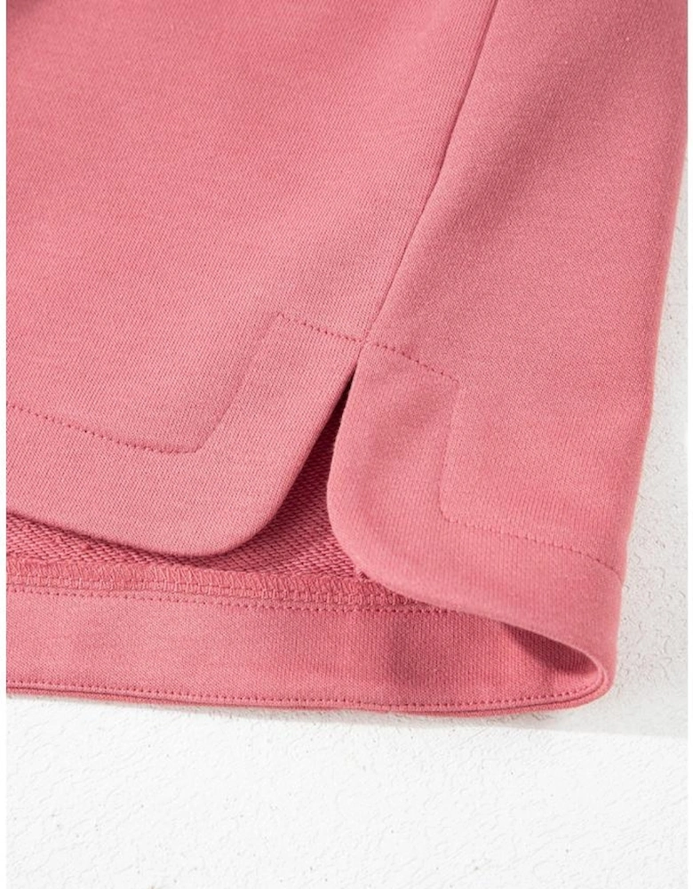 Mineral Red French Terry Zipped Collar Sleeveless Drawstring Waist Mini Dress