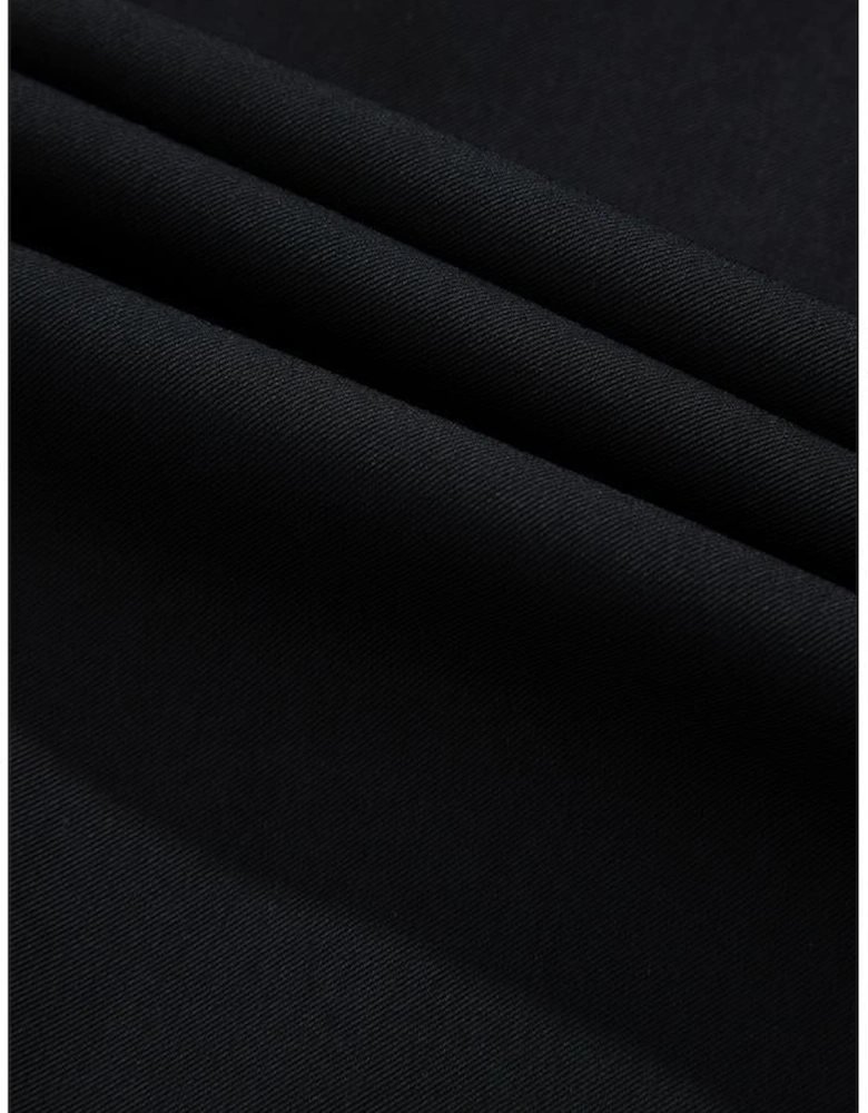 Black Collar Tab Sleeve Zip Up Flap Detail Jacket