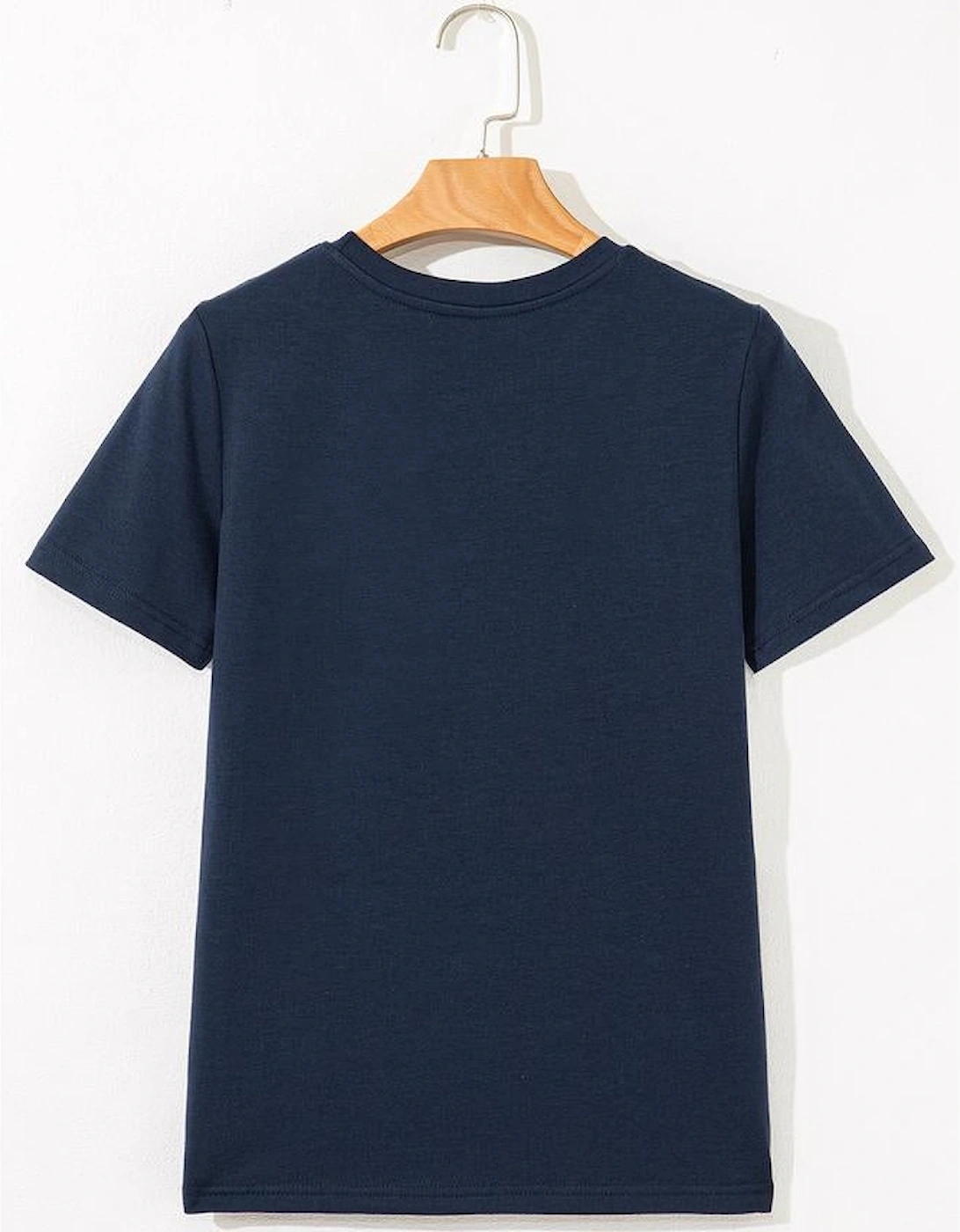 Dirty blue Solid Color Toothpick Stripe Round Neck T Shirt