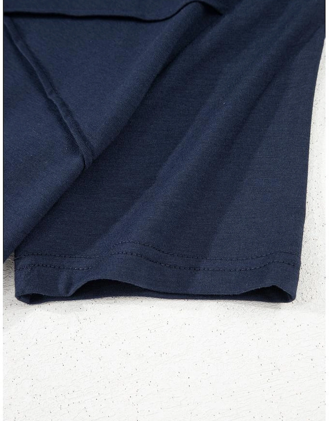 Dirty blue Solid Color Toothpick Stripe Round Neck T Shirt