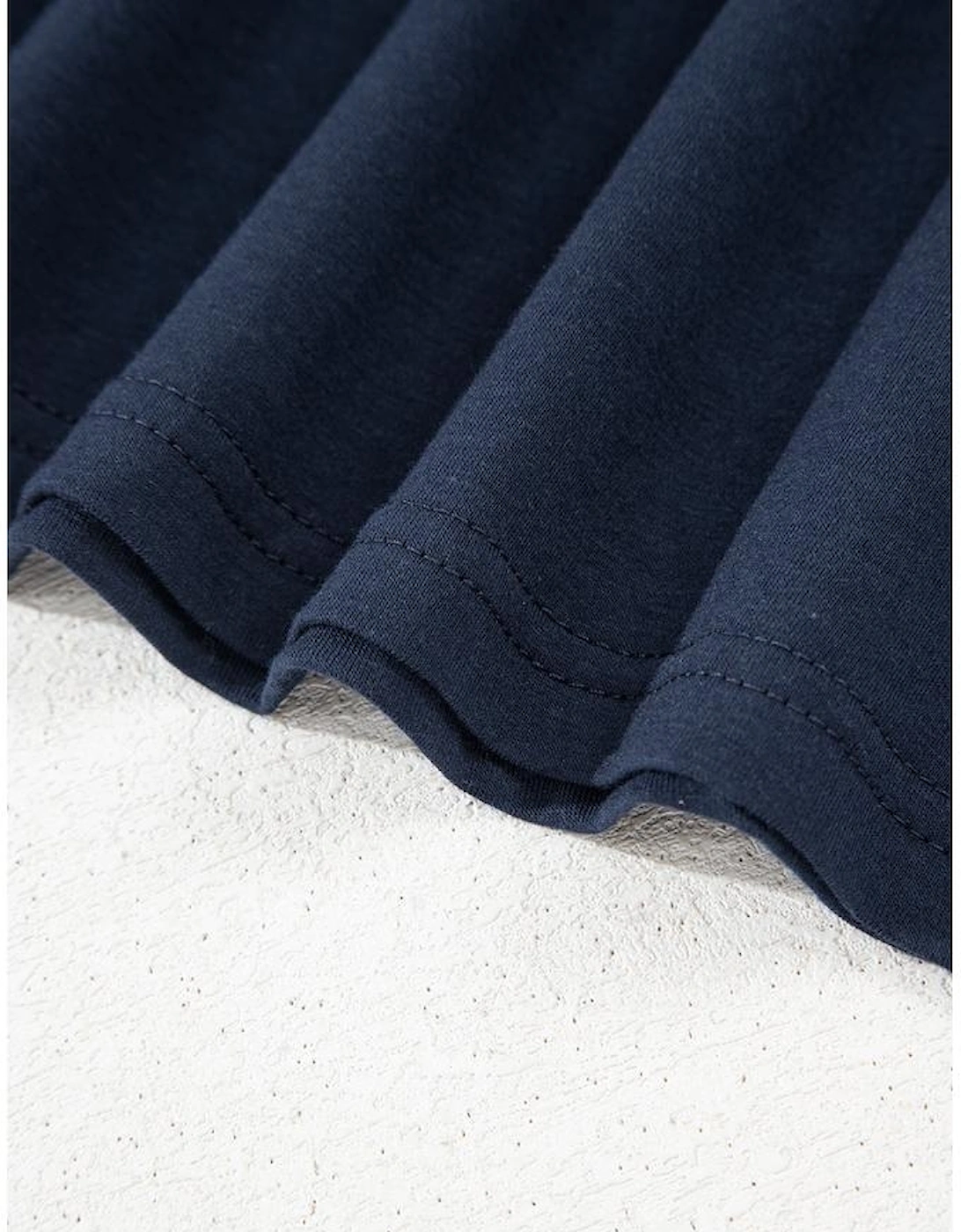 Dirty blue Solid Color Toothpick Stripe Round Neck T Shirt