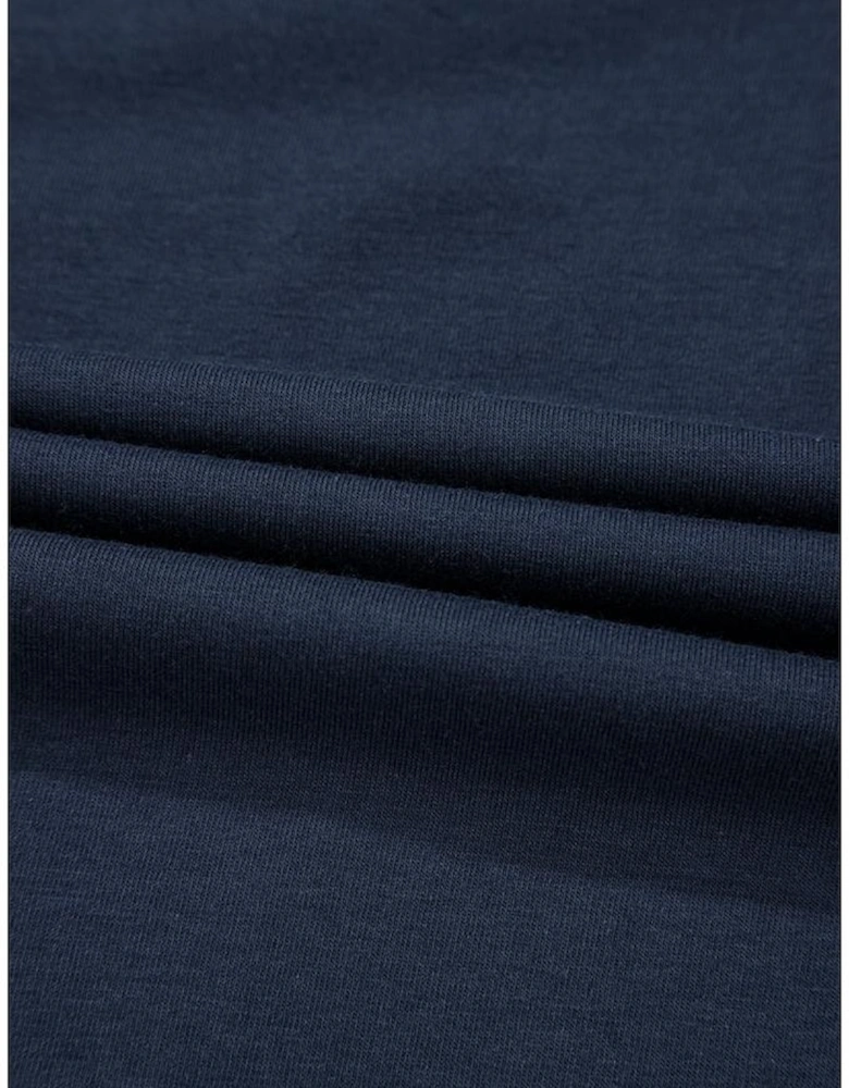 Dirty blue Solid Color Toothpick Stripe Round Neck T Shirt