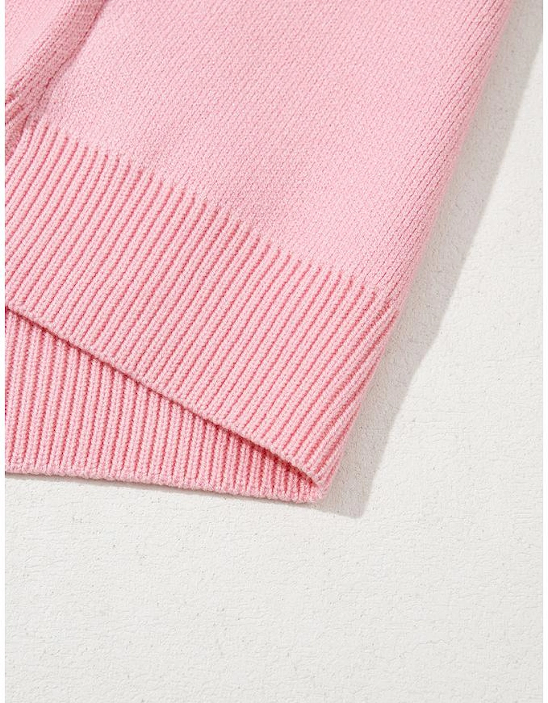 Pink Bow Graphic Drop Shoulder Round Neck Sweater