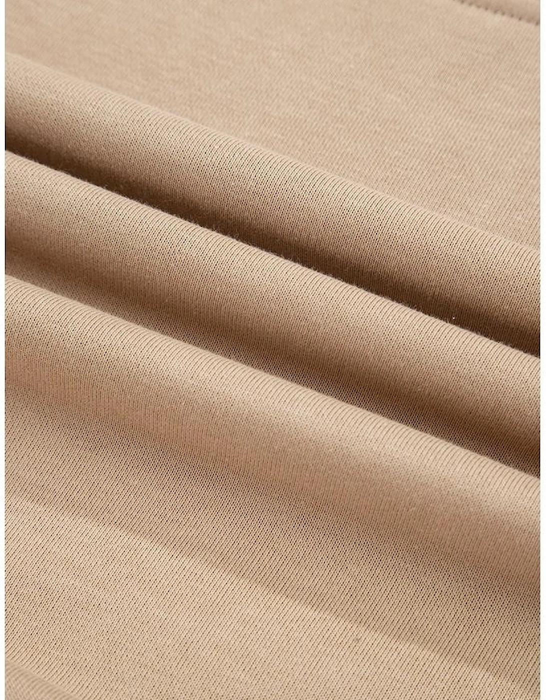 Khaki Color Block Long Sleeve Crop Top Drawstring Pant Set