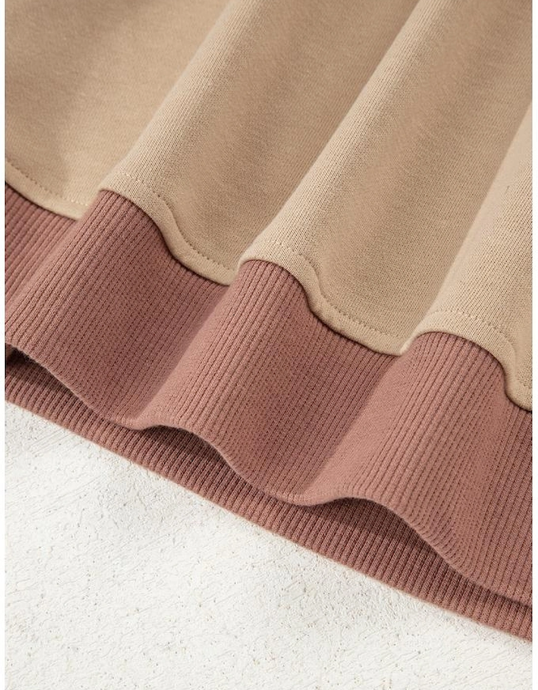 Khaki Color Block Long Sleeve Crop Top Drawstring Pant Set