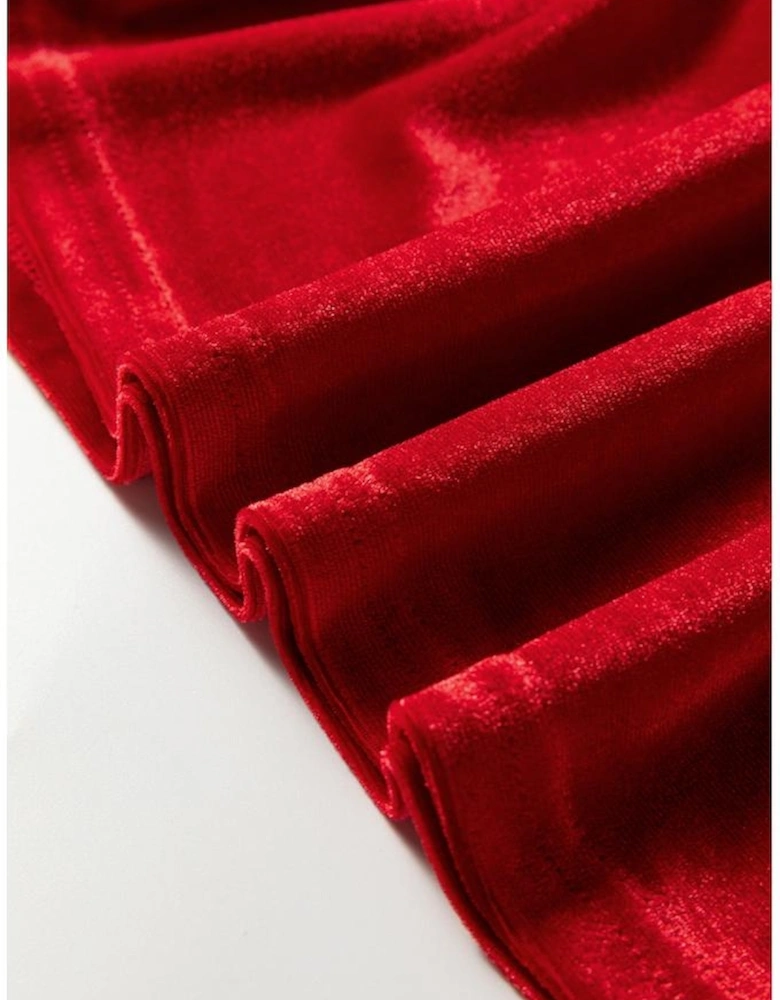 Red Clay Plus Size Tie Front Velvet Peplum Blouse