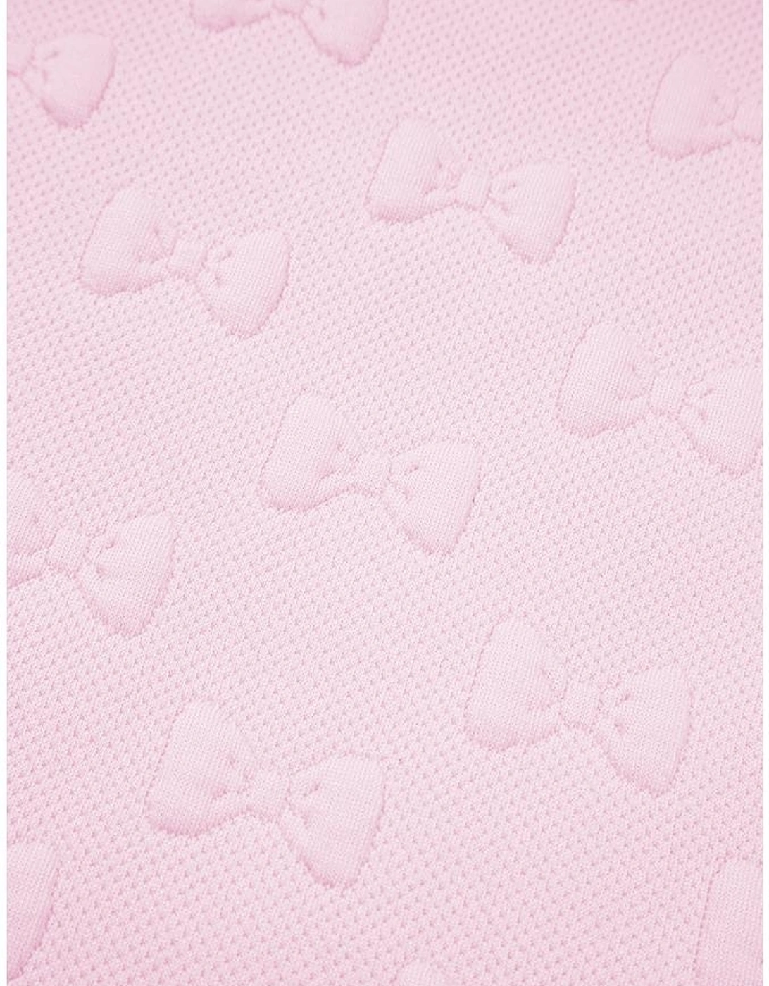 Pink Bow Jacquard Ruffle Sleeve Short 2pcs Outfit