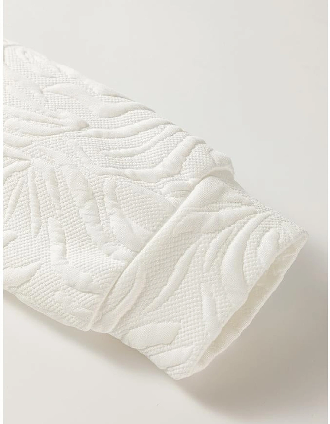 White Jacquard Textured Quarter Zipper Shift Mini Dress