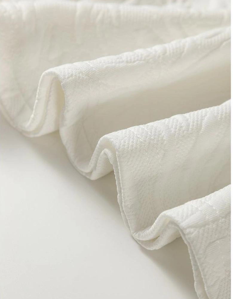 White Jacquard Textured Quarter Zipper Shift Mini Dress