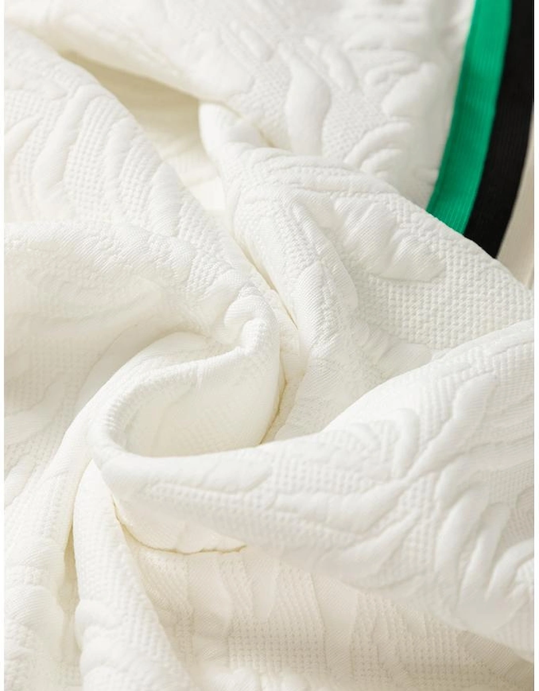 White Jacquard Textured Quarter Zipper Shift Mini Dress