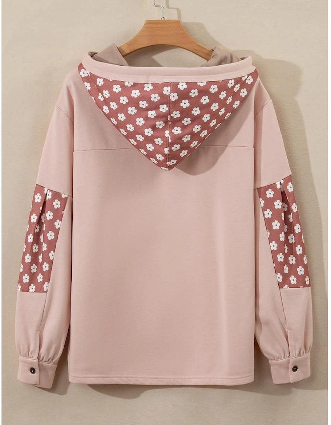 Delicacy Floral Patchwork Star Pattern Drawstring Hoodie