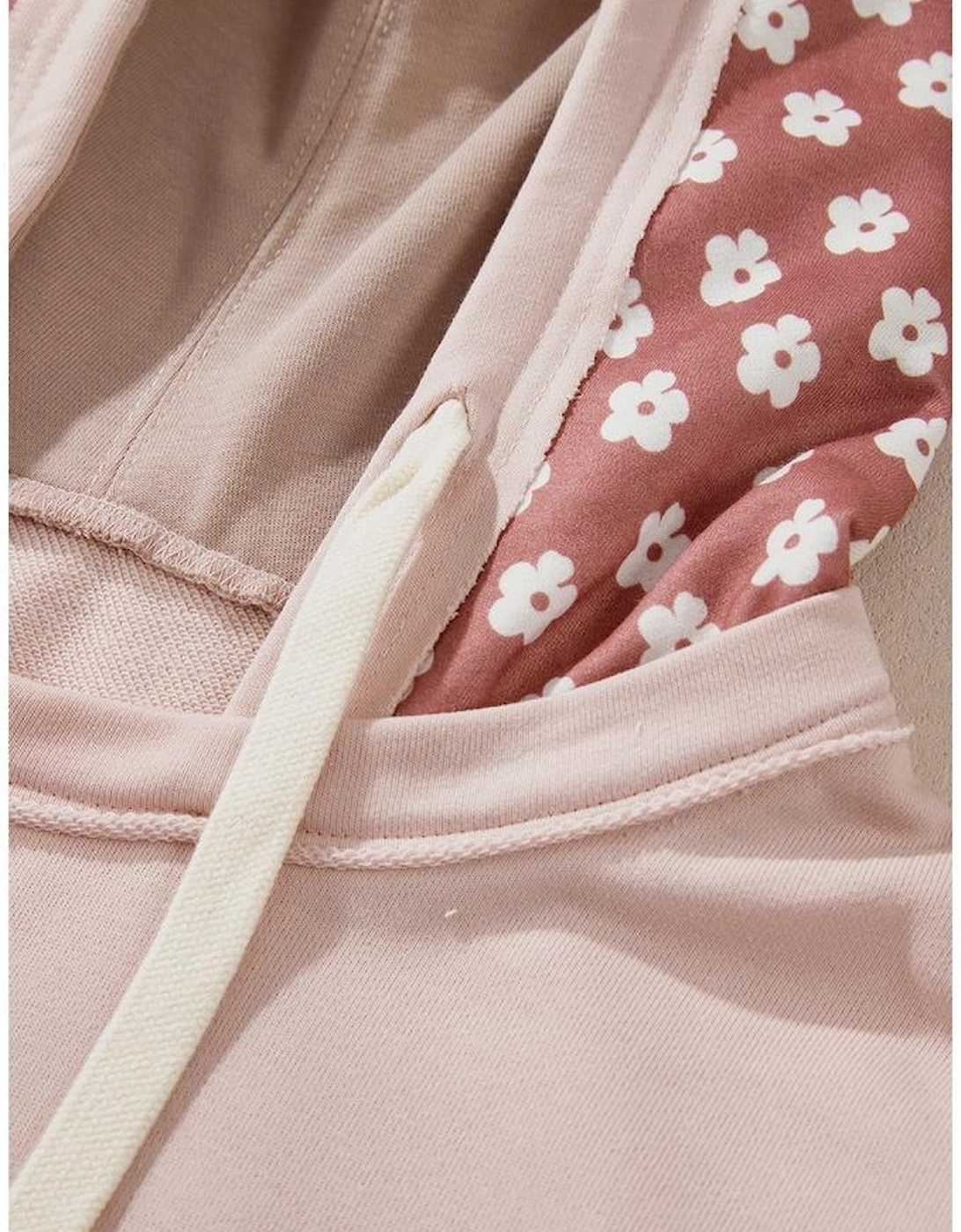 Delicacy Floral Patchwork Star Pattern Drawstring Hoodie