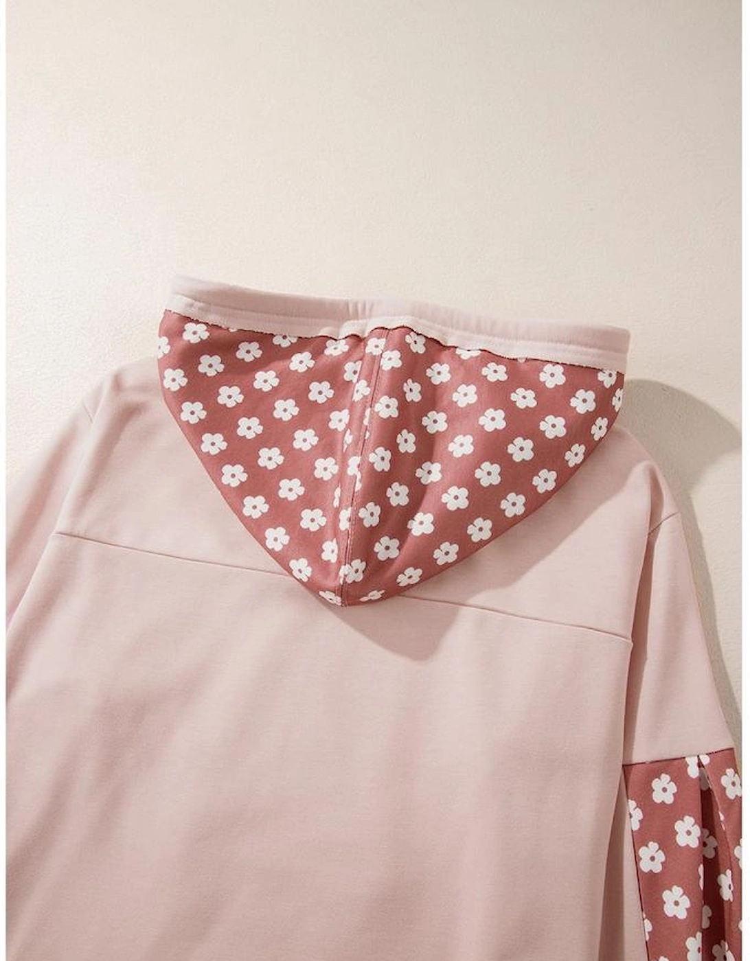 Delicacy Floral Patchwork Star Pattern Drawstring Hoodie