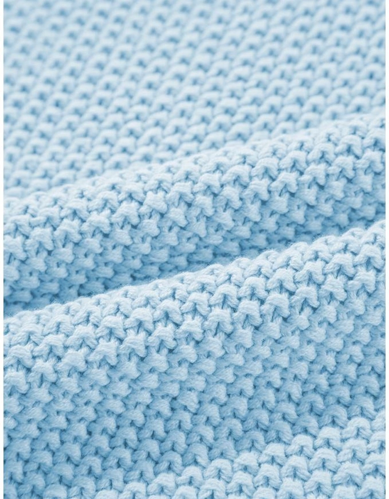 Iceland Blue High Neck Bat Short Sleeve Sweater