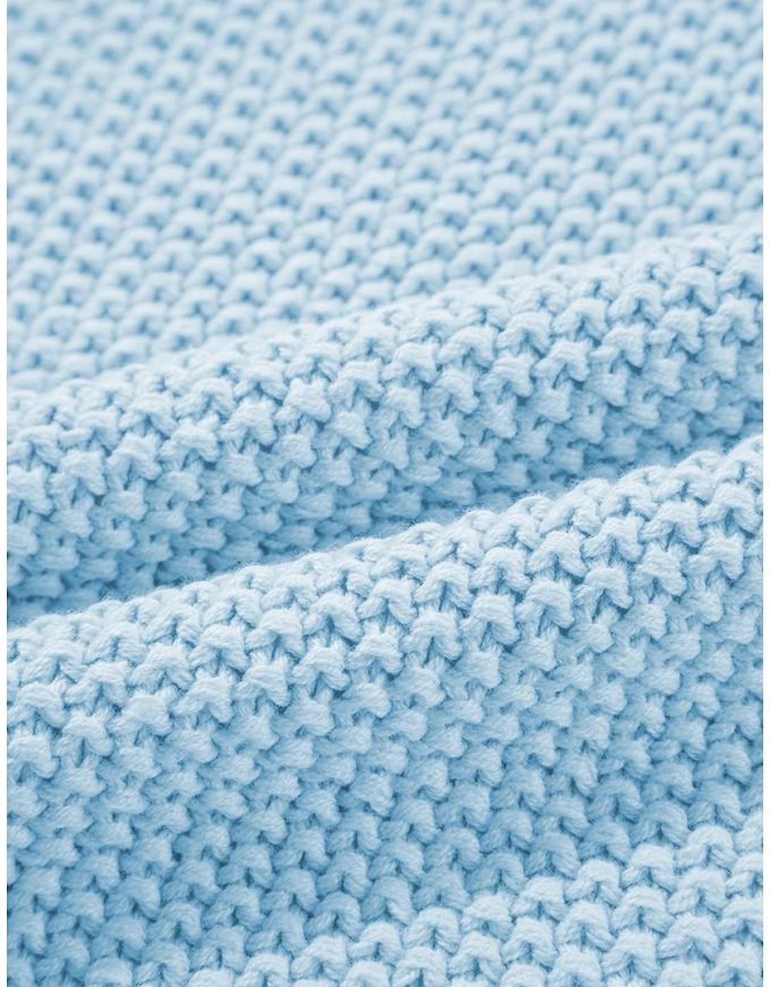 Iceland Blue High Neck Bat Short Sleeve Sweater