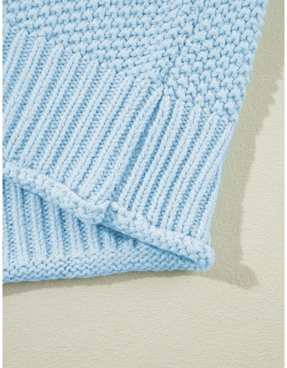 Iceland Blue High Neck Bat Short Sleeve Sweater