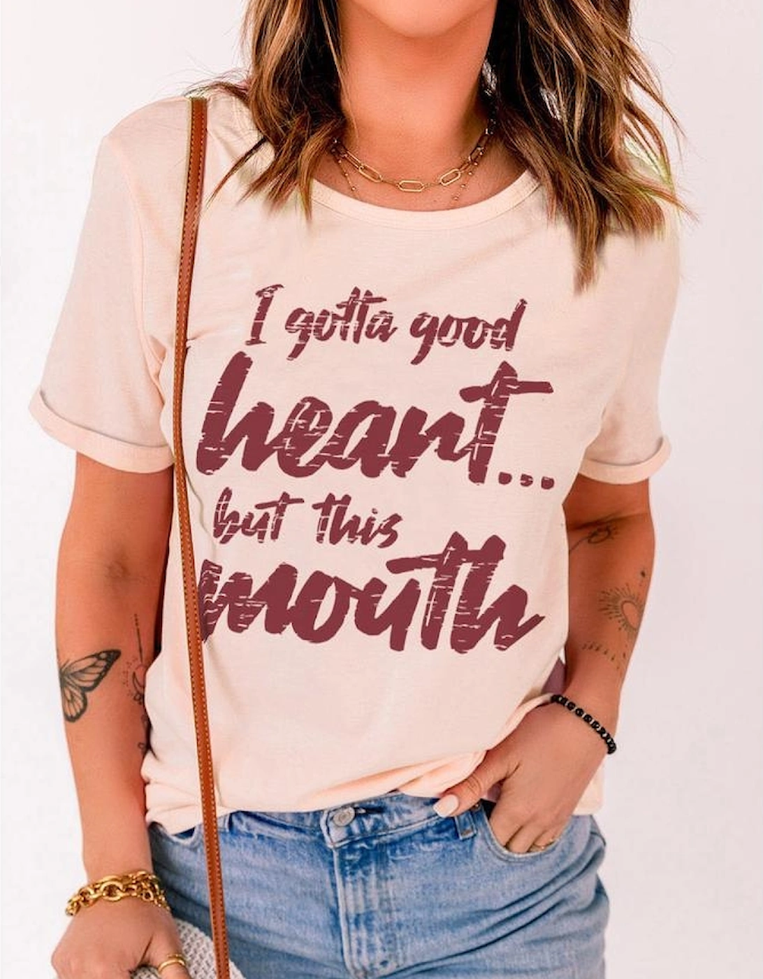 Azura Exchange Good Heart Mouth Letter Print Graphic Tee, 7 of 6