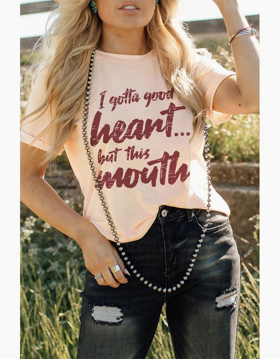 Azura Exchange Good Heart Mouth Letter Print Graphic Tee