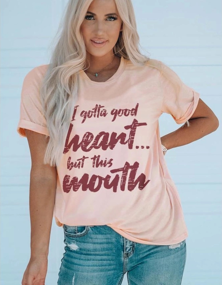 Azura Exchange Good Heart Mouth Letter Print Graphic Tee