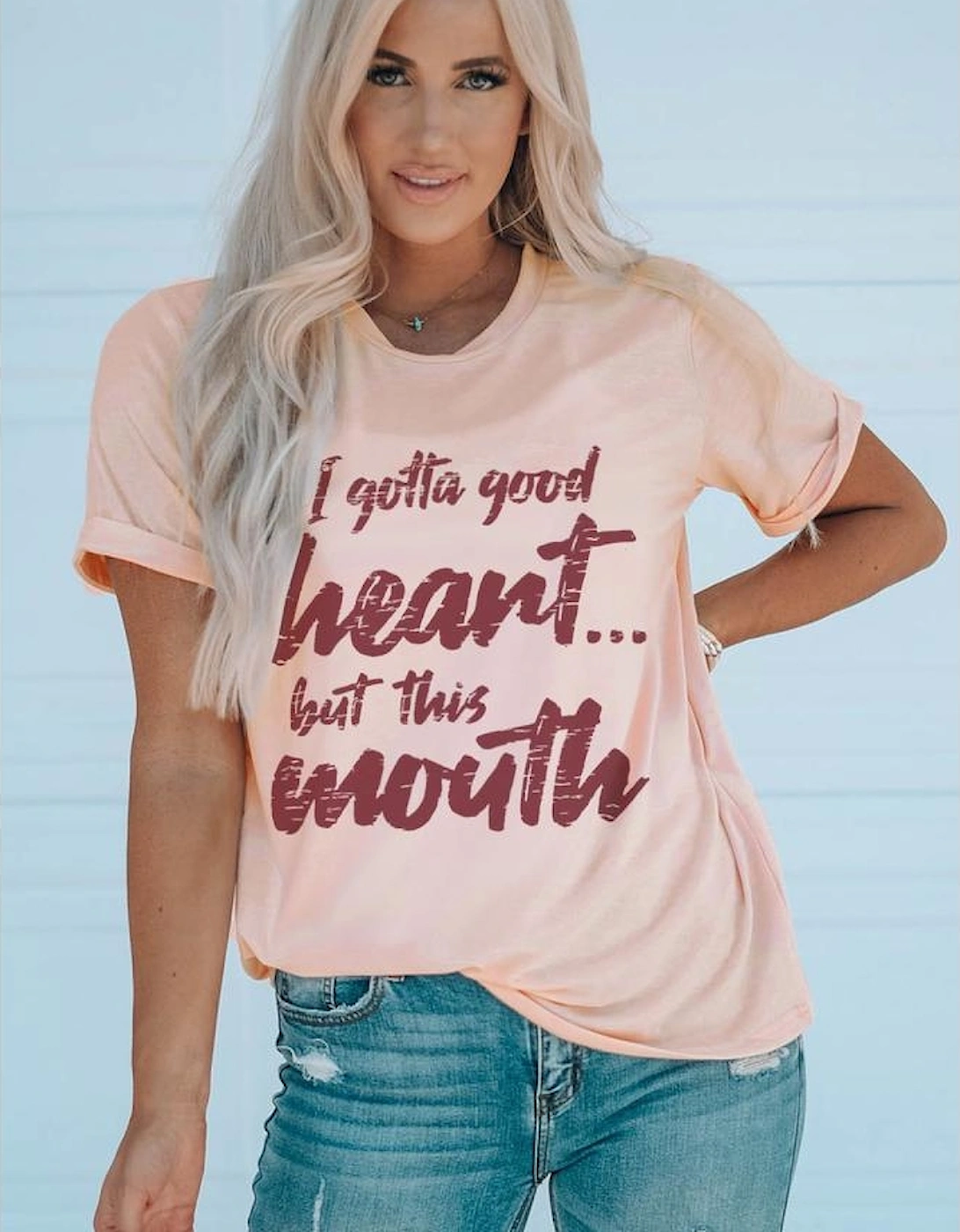 Azura Exchange Good Heart Mouth Letter Print Graphic Tee