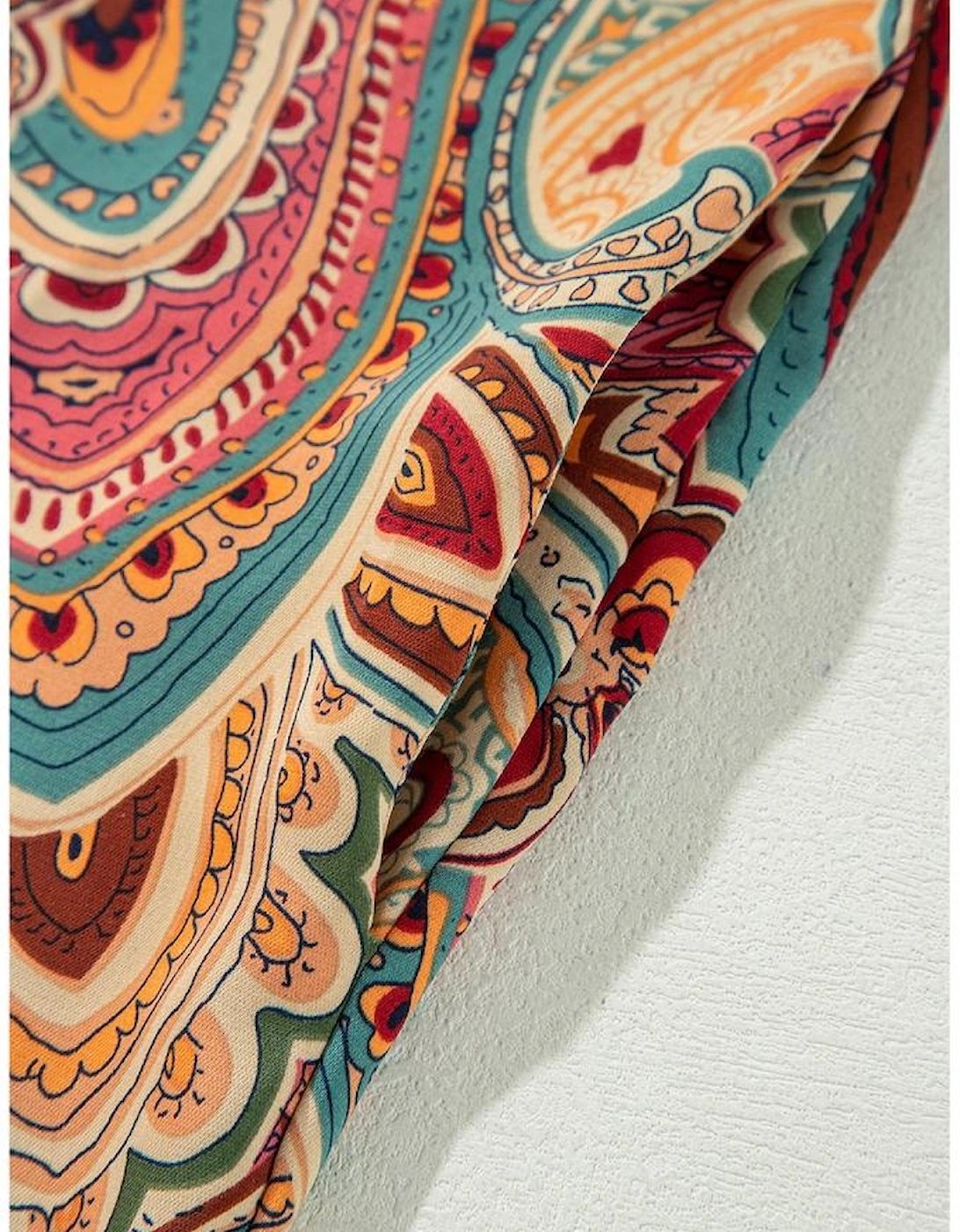 Red Paisley Printed Spaghetti Straps Elegant Wide Leg Jumpsuit