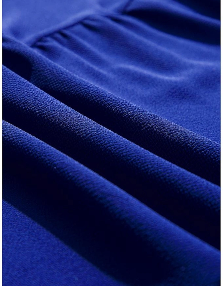 Bluing Ruffled Short Sleeve Collared V Neck Tiered Midi Dress