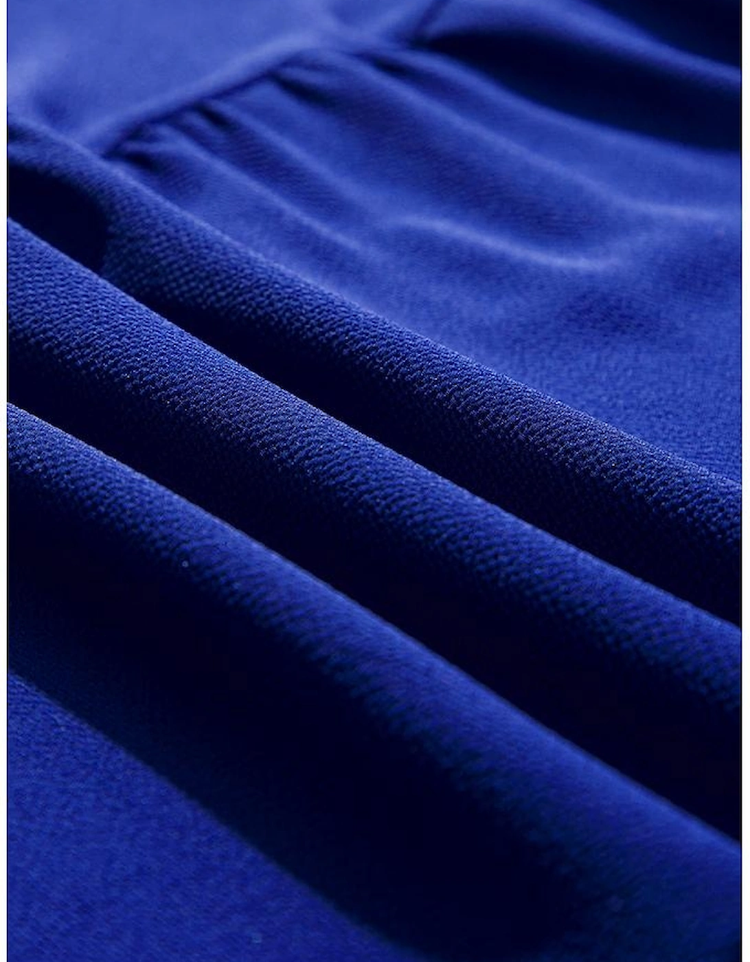 Bluing Ruffled Short Sleeve Collared V Neck Tiered Midi Dress