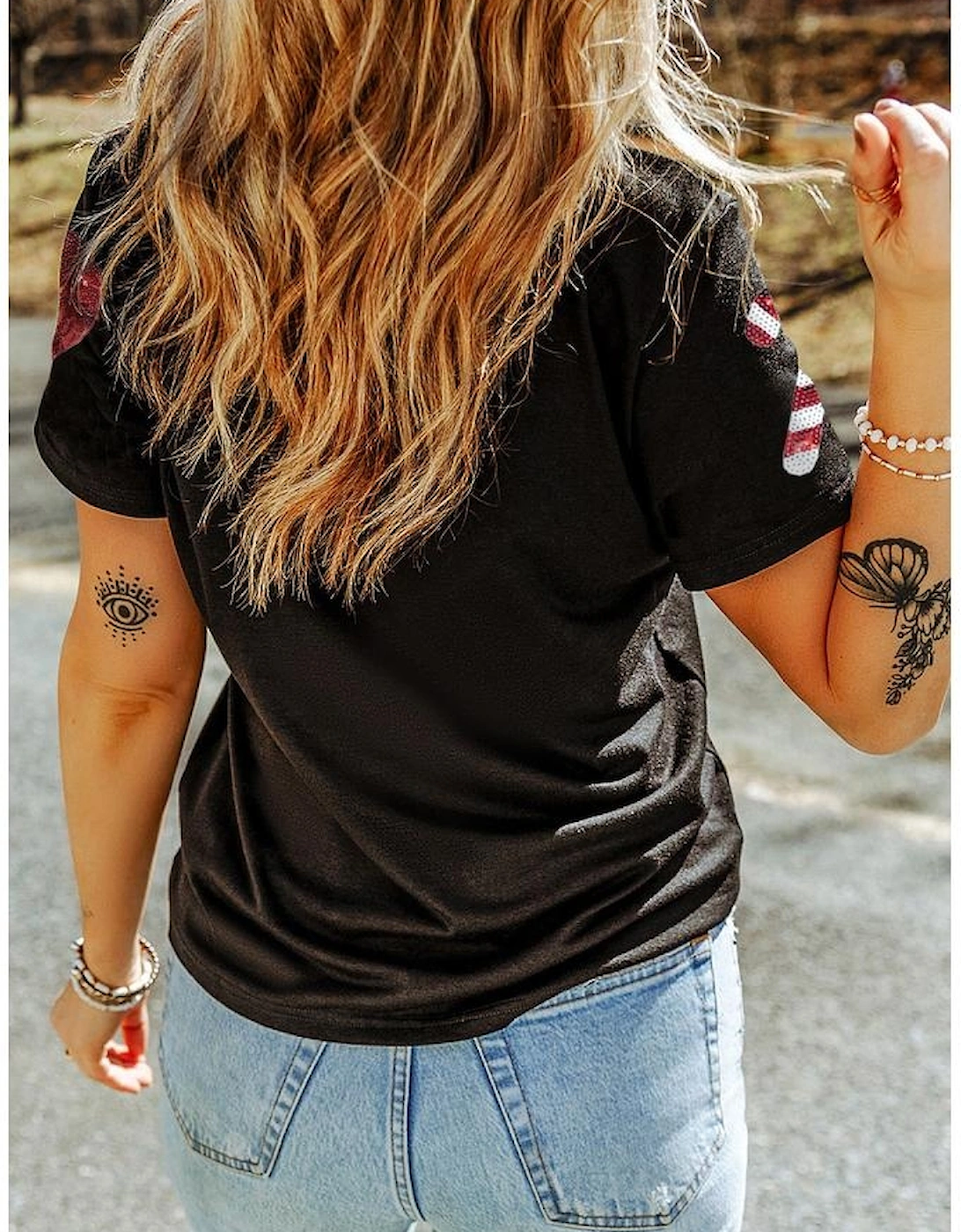 Black Sequin Christmas Essentials Graphic Crewneck T Shirt