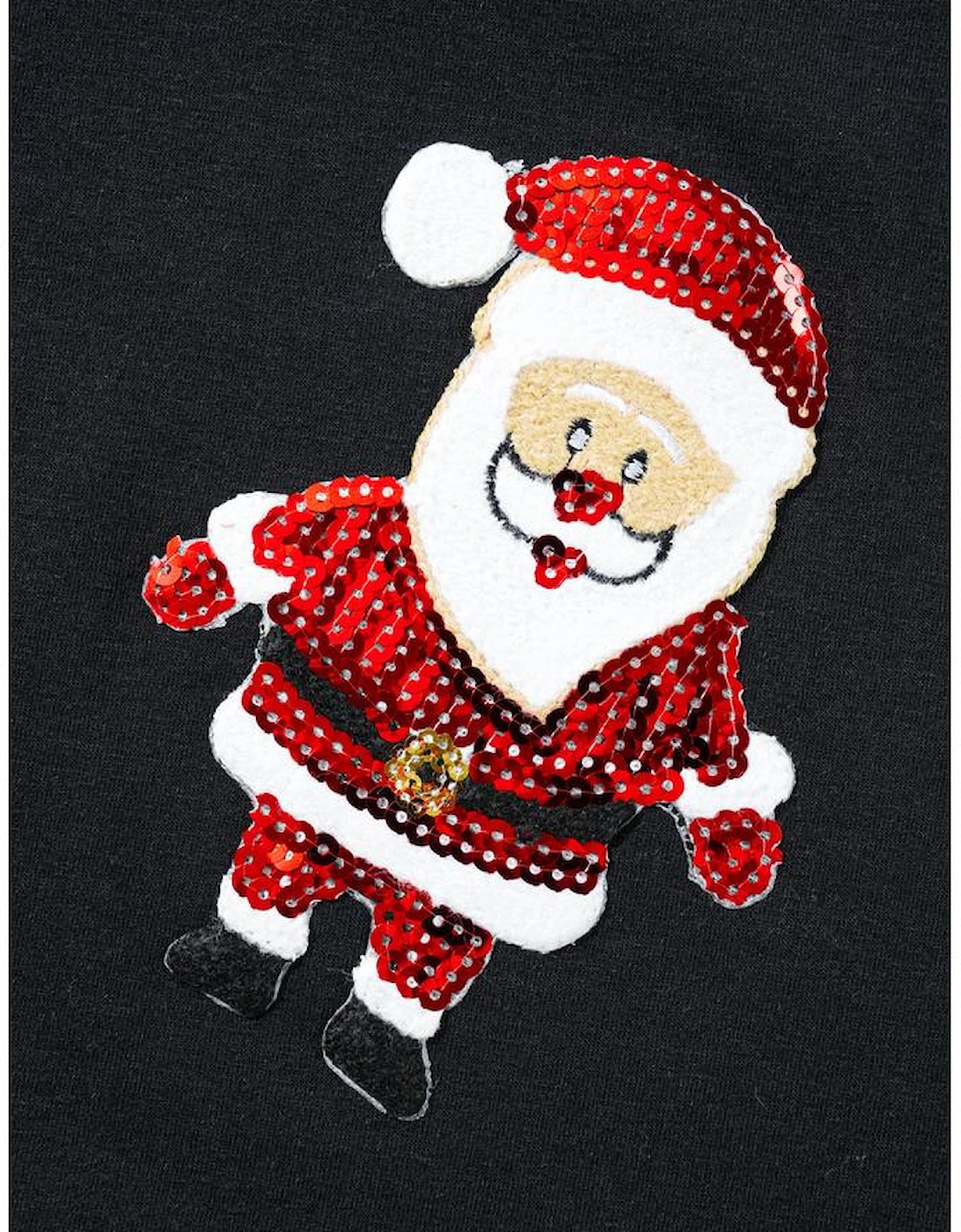 Black Sequin Christmas Essentials Graphic Crewneck T Shirt