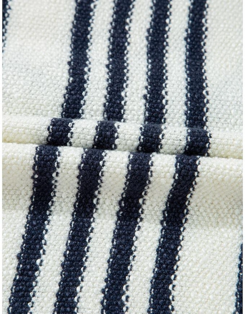 Blue Stripe Loose Buttoned V Neck Sweater Vest