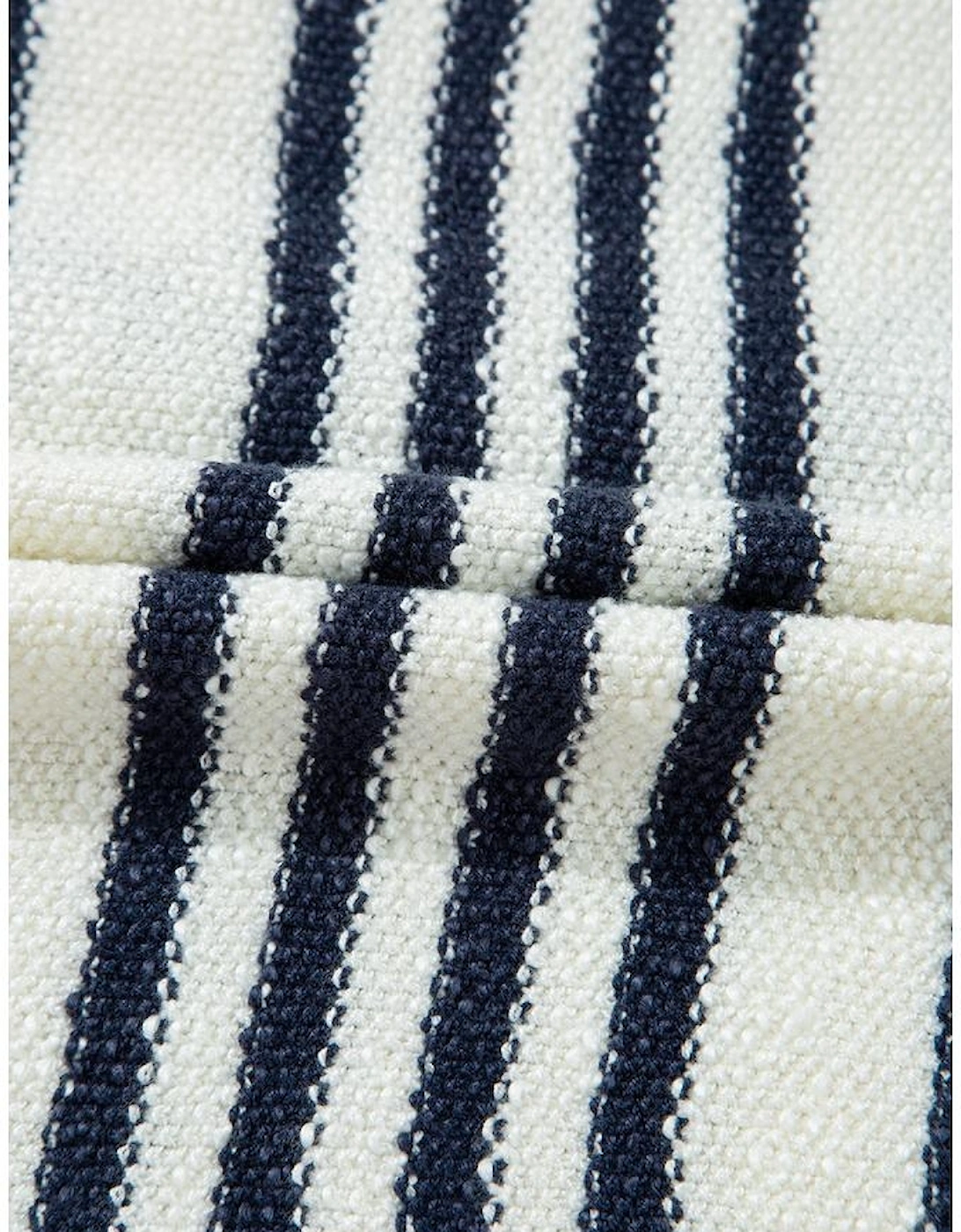 Blue Stripe Loose Buttoned V Neck Sweater Vest