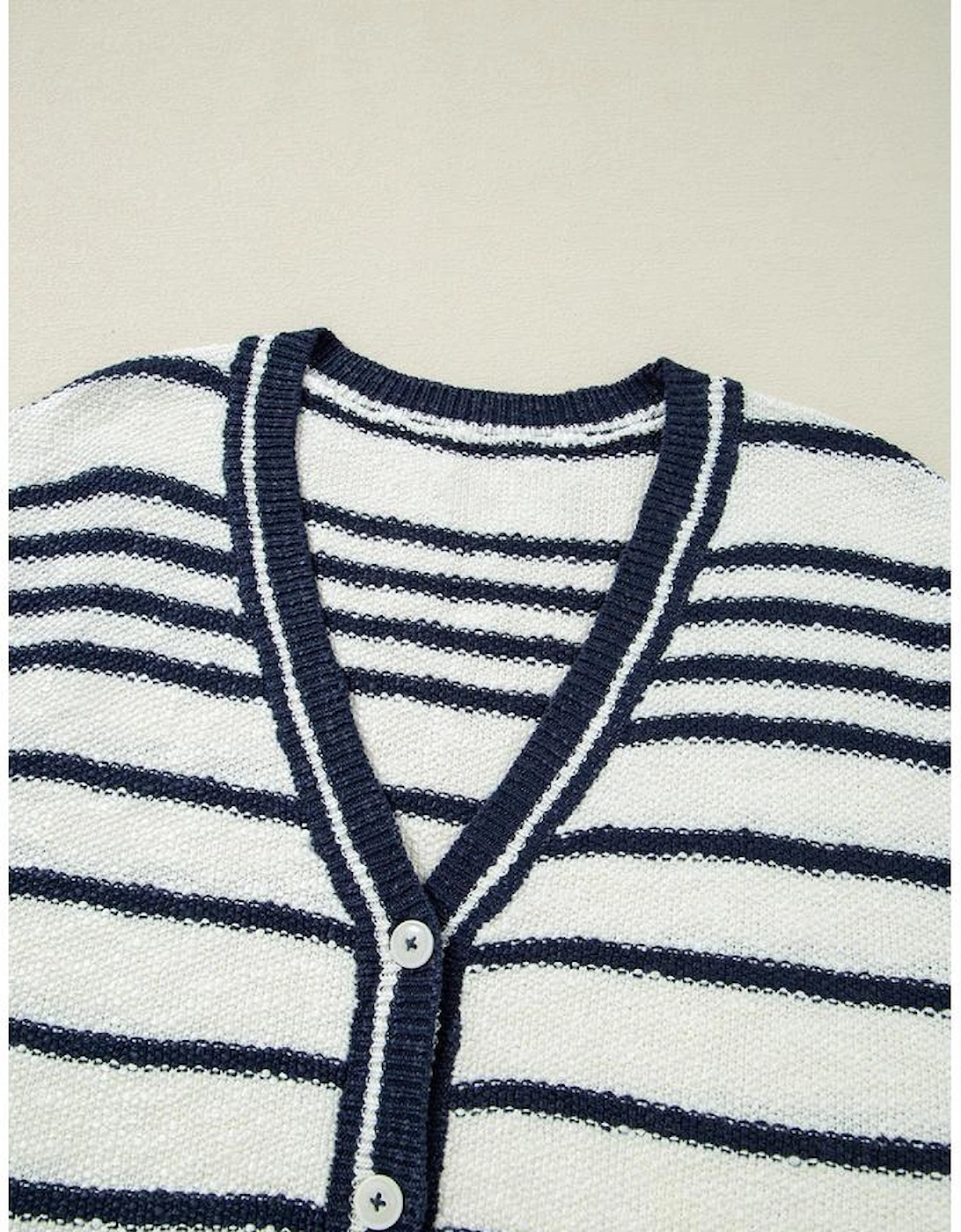Blue Stripe Loose Buttoned V Neck Sweater Vest