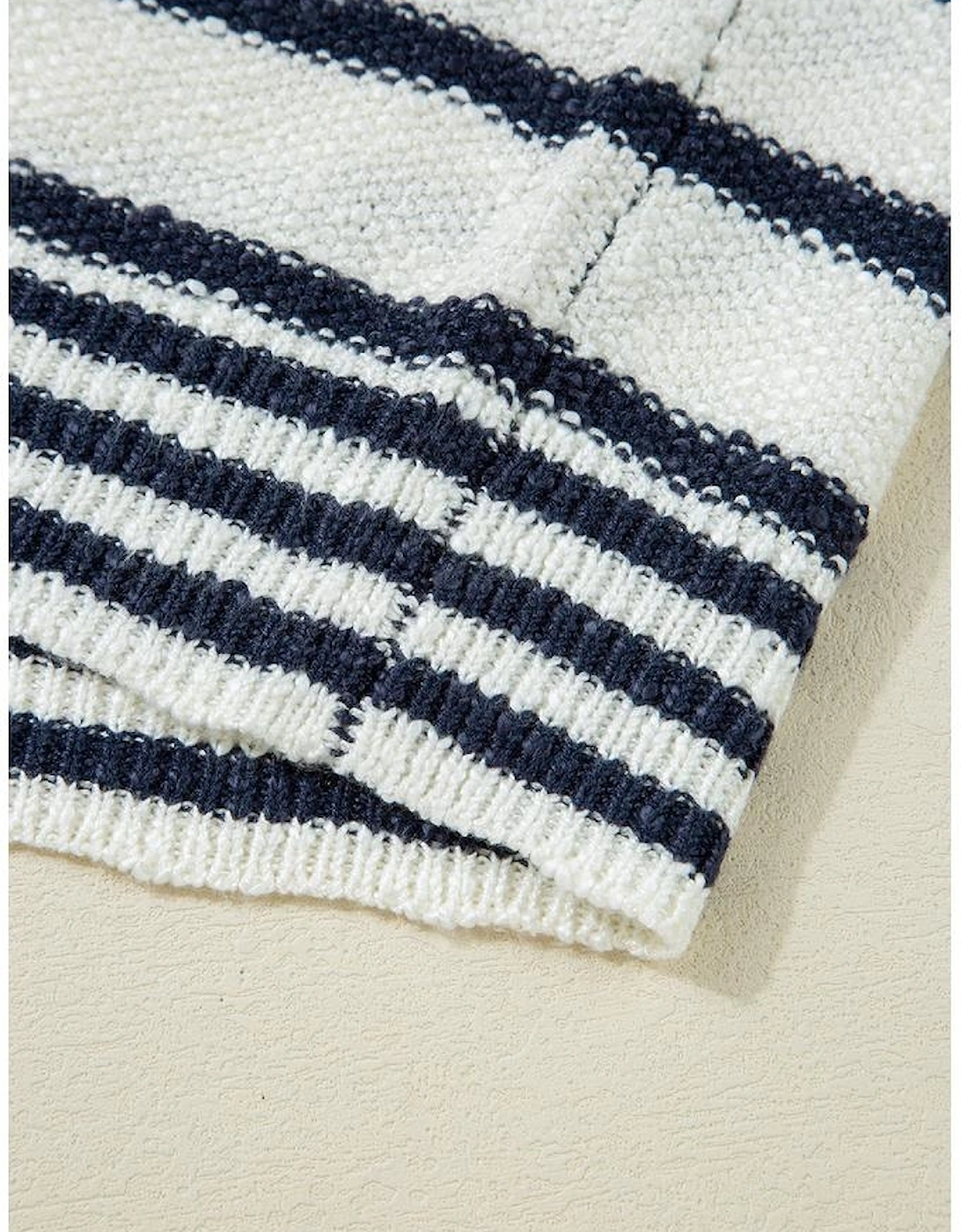 Blue Stripe Loose Buttoned V Neck Sweater Vest