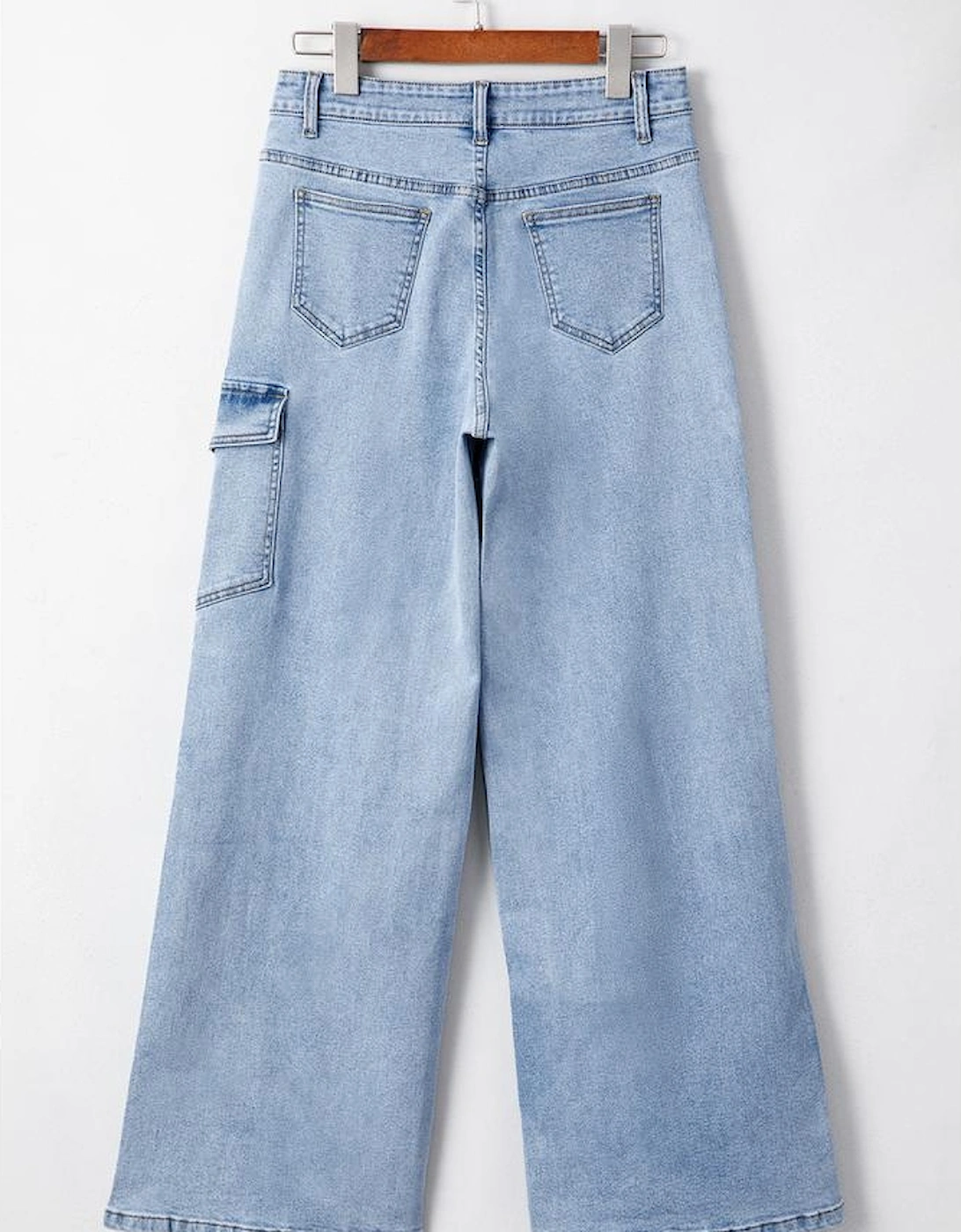 Beau Blue Bowknot Decor Boyfriend Cargo Jeans